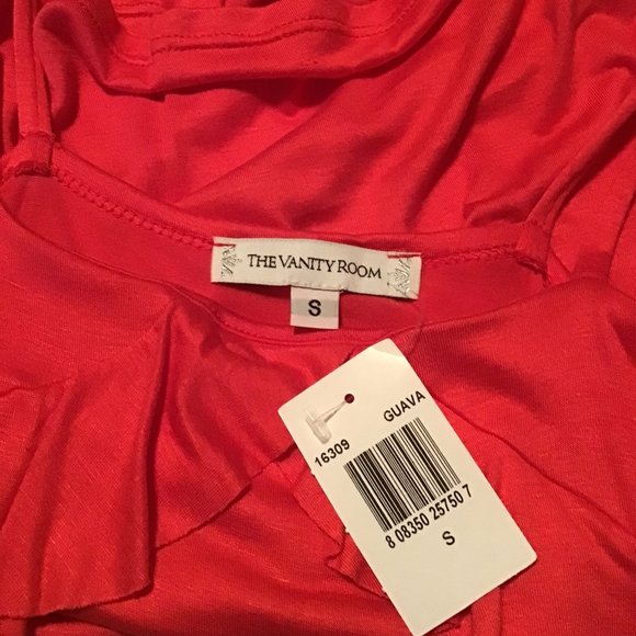 Coral Ruffle Sleeve Cold Shoulder Top NWT - Picture 7 of 7